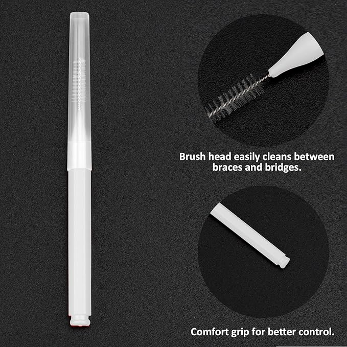 Patelai 100 Pieces Braces Brush for Cleaner Interdental Brush Toothpick Dental Tooth Flossing Head Oral Dental Hygiene Flosser Toothpick Cleaners Tooth Tool(White, Black, Pink,Proper Size)