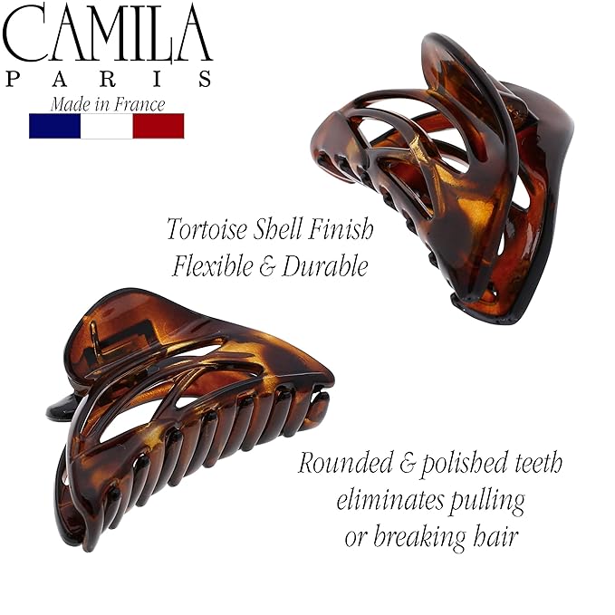 Camila Paris CP2297 French Hair Clip for Women, Small Dolphin Tortoise Shell, Girls Hair Claw Clips Jaw Fashion Durable and Styling Hair Accessories for Women, Strong Hold No Slip Grip Made in France