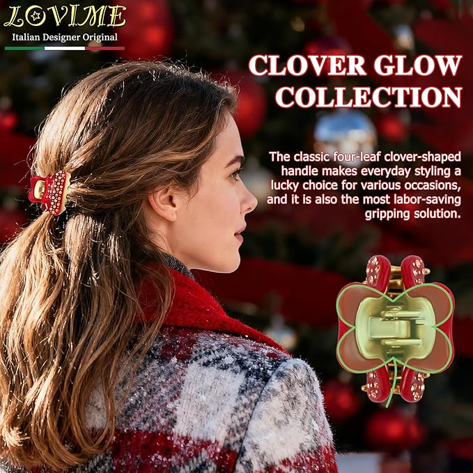 2026 Premium Durable Hair Claw Clip for Women, Original Italian Designed Strong Grip Hair Clips for Normal Fine Thin Hair, No Slip Jaw Clips with Gift Box for Christmas Birthday Girls, 1.7 Inch Red