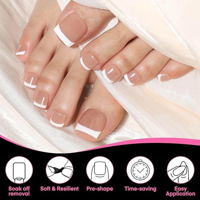 UNA GELLA Square Toe Nail Tips 216Pcs 15Sizes Full Cover Long Wider Toe Nail Tips Soft Gel Pre-etched Double Matte Fake Toe Nails Press Ons For Big Toe Nail Extensions Home DIY Nail Salon Soak Off