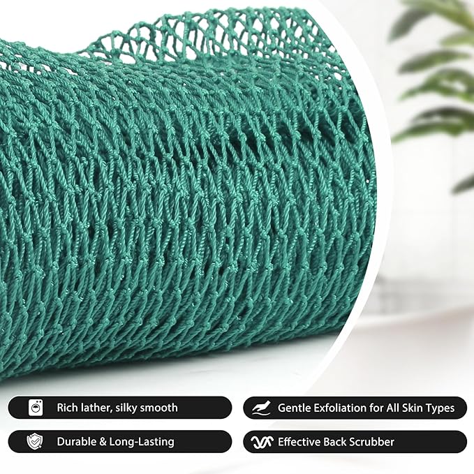 SubSahara African Net Sponge Authentic - 2 Pieces Exfoliating Scrubber for All Skin Types, Ideal for Face & Body Daily Use, Durable, Gentle Exfoliation (Rose Purple & Big Green)