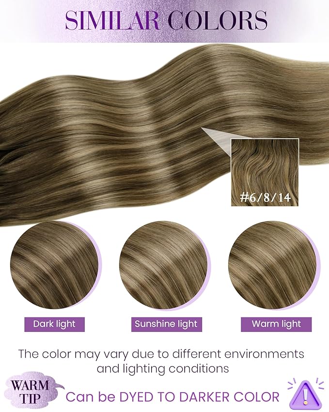 LaaVoo Itip Human Hair Extensions Brown Ombre Light Brown to Golden Brown I Tips Hair Extensions Real Hair I Tip Hair Extension Silky Straight Hair 14 inch 80g 160s