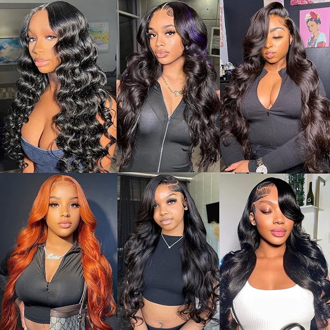 34Inch 13X6 Lace Front Wigs Human Hair Body Wave 200% Density HD Transparent Lace Frontal Wigs Body Wave Pre Plucked Glueless Wigs Human Hair for Women With Baby Hair