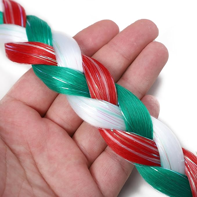 Crazy Hair Day Accessories for Women 20 inch Colored Hair Extensions for Braids Festival Red White Green Ponytail Extension