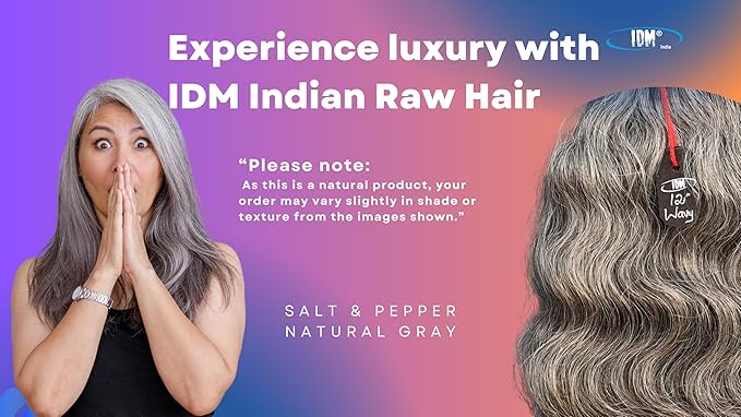 Salt & Pepper/Natural Gray-100% Natural Indian Virgin Raw Hair Extensions.Natural color unprocessed and not treated with any kind of chemicals (12" Wavy Salt and Pepper)