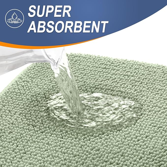 OLANLY Thick Memory Foam Bath Mat Rug 59x24, Extra Soft Absorbent Bathroom Rug, Quick Dry Bath Mats, Non-Slip, Machine Washable Carpet for Bathroom, Tub and Shower, Home Decor Accessories, Sage Green