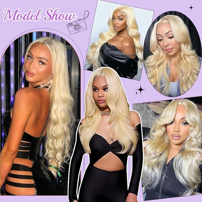 613 13x6 Lace Front Wig Human Hair 28 Inch Blonde Wig Human Hair 200% Density HD Lace Frontal Wig Pre Plucked with Baby Hair 613 Glueless Wigs For Women