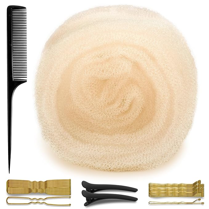 Hair Filler for Updos, Hair Bumps for Volume Insert, Hair Sponge for Blonde Women, 107 Pcs Hair Padding Kit with Bobby Pins and U Shape Pin, Pleastic Hair Clips and Comb