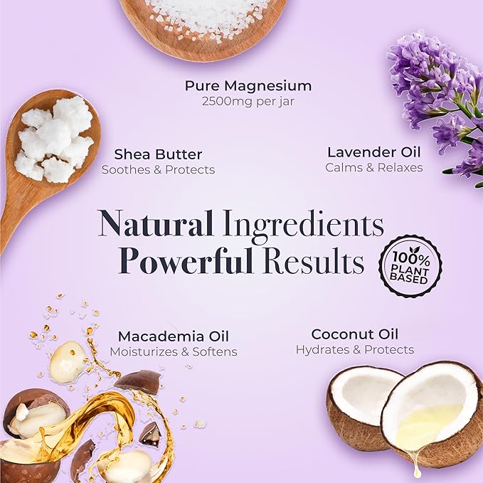 NaturallyMum - Magnesium Body Lotion [NATURAL & VEGAN] - Topical Magnesium Chloride Cream Lotion Support for Sleep, Bone, Heart & Muscle Health - Lavender - Made in UK & Safe for Kids