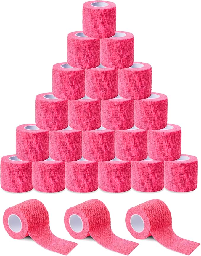 Sensi Wrap Grip Cover Sports Self Bandage Rolls 2-inch x 5-Yards 24pcs (Hot Pink)