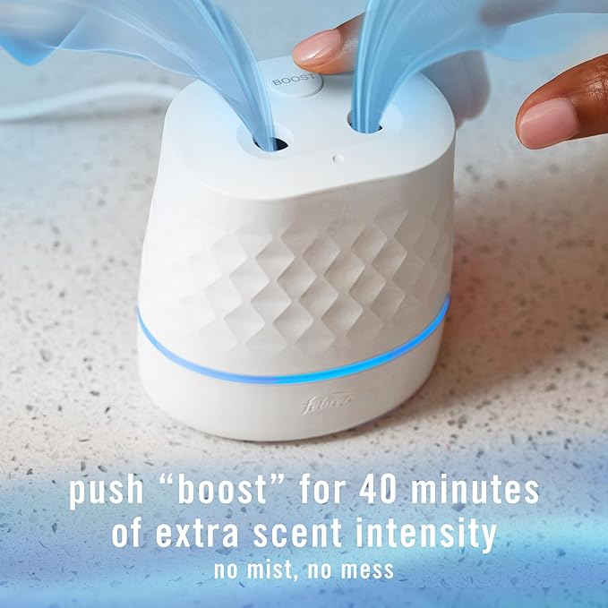 Febreze Plug Scent Booster Starter Kit, Oil Diffuser, Air Freshener Plug in, Continuous Scent Device + 2 Gain Original Refills