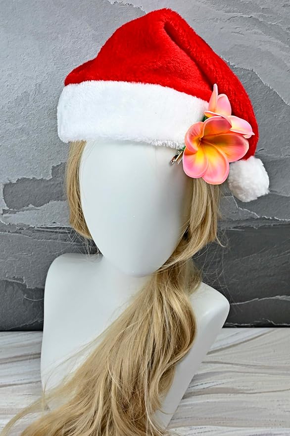 Pack of 2 Real Touch Flowers Hawaiian Flower Hair Clips Plumeria Hibiscus Hair Clips Handmade Hair Accessories for Beach Wedding Bridal Party Mother's Day Women Girls Holiday Gifts (c-806, 2pcs)