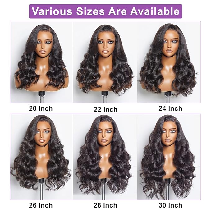 Lace Front Wigs Human Hair Body Wave 180 Density Human Hair Wigs for Women Pre Plucked 13x4 HD Lace Frontal Wig Glueless Natural Black 26 inch