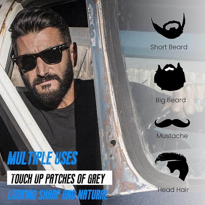 Mens Beard Dye for Men, 5 Minutes Black Beard Dye Shampoo 3 in 1, Mustache & Beard Color for Mens Gray Hair Coverage, Long Lasting & Easy Use, Root Touch Up Simpler Hair Color For Men, 200ML