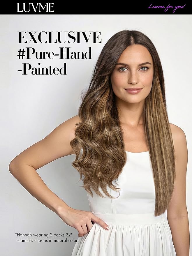 LUVME Straight Seamless 110g 7Pcs Clip in Hair Extensions Full Max with 14 inch Remy Human Hair Extensions, Highlight Color 100% Real Soft Human Hair