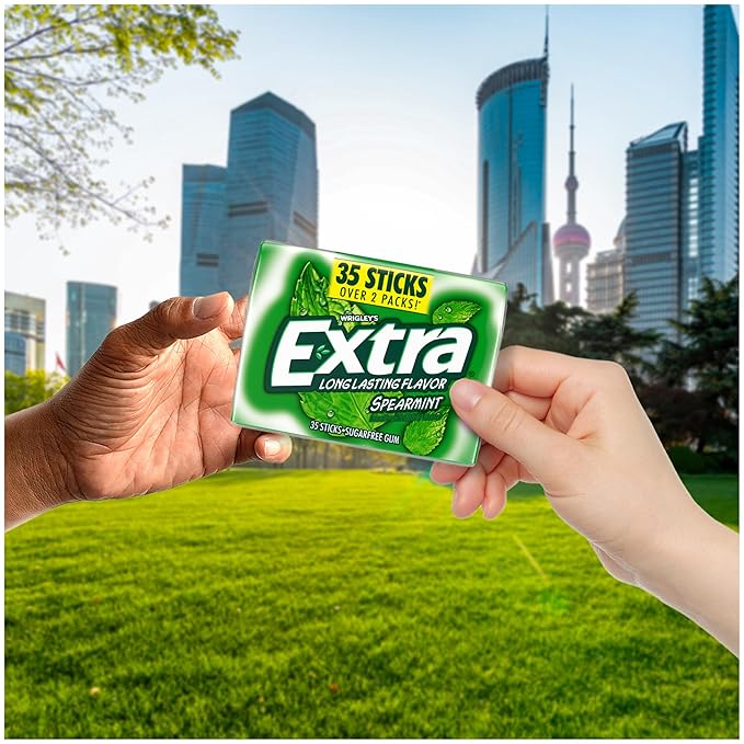 EXTRA Gum Spearmint Stocking Stuffer Christmas Gift, Bulk Chewing Gum Sugar-Free, Mega Pack of 6 with 35 Sticks Each