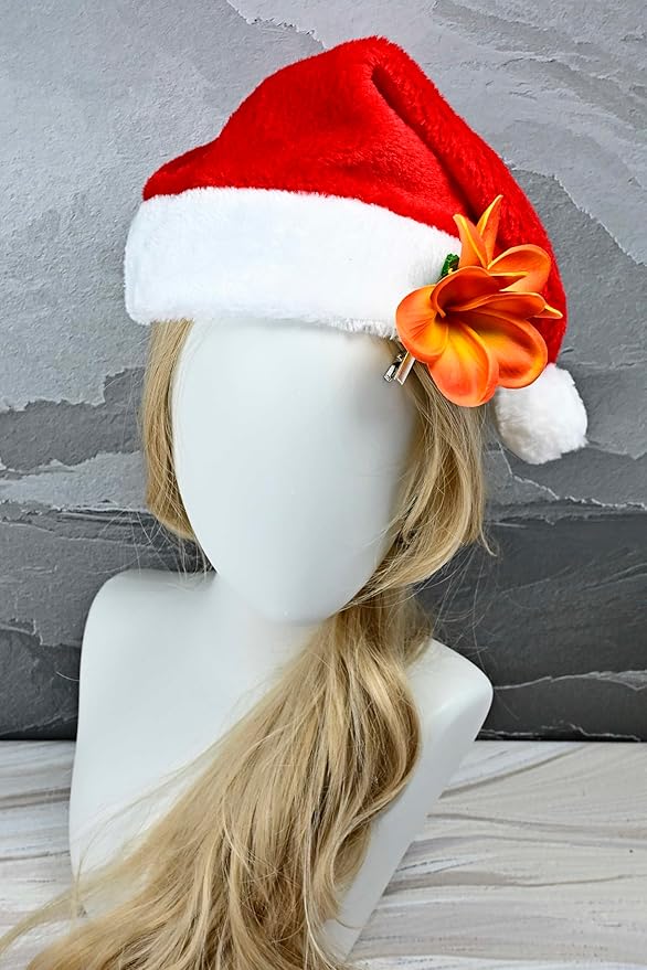 Pack of 2 Real Touch Flowers Hawaiian Flower Hair Clips Plumeria Hibiscus Hair Clips Handmade Hair Accessories for Beach Wedding Bridal Party Mother's Day Women Girls Holiday Gifts (c-825, 2pcs)