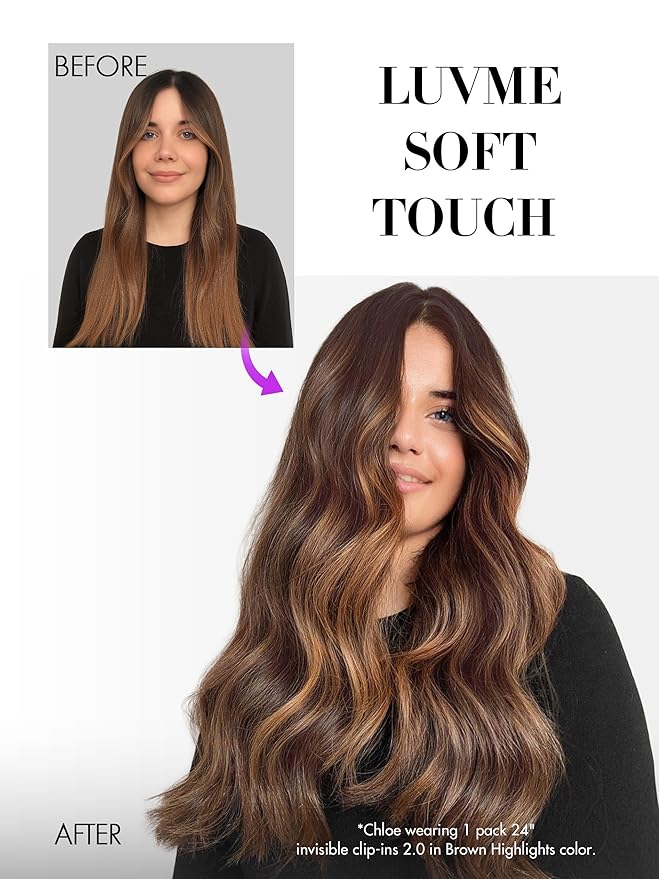 LUVME Invisible Clip in Hair Extensions Real Human Hair, 18 inch 110g 6Pcs, Natural Brown Highlights Human Hair Extensions Clip ins for Women, Natural Seamless Straight Human Hair