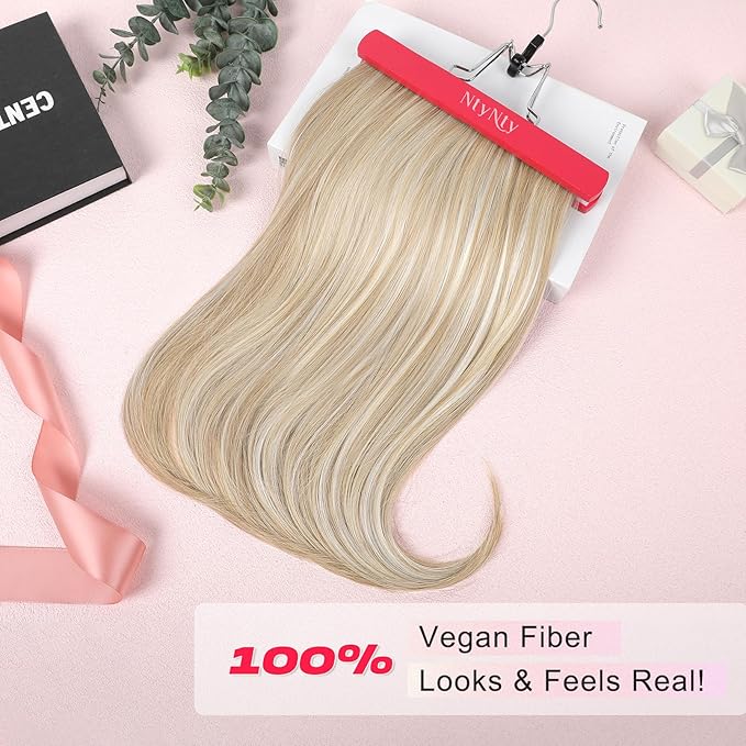 Hair Extensions, 4PCS 18" Clip in Hair Extensions Layered Cut Natural Lightweight Hairpieces with Thinner Softer Invisible Weft for Women - Ash Blonde with Highlights