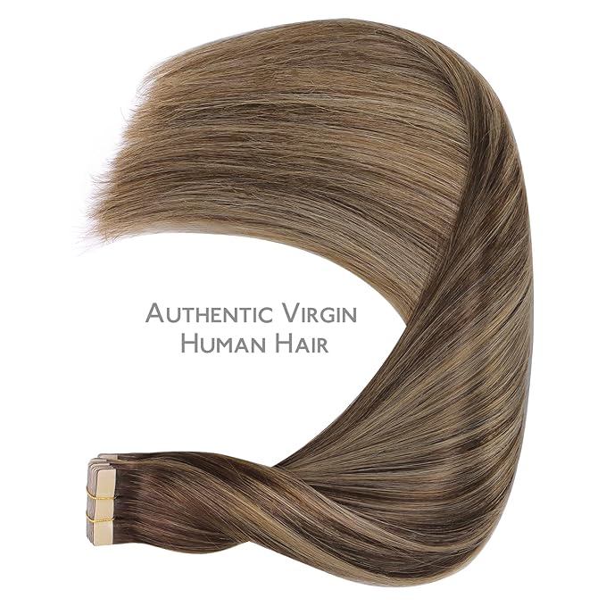 WENNALIFE Tape in Hair Extensions Human Hair, 20pcs 14 inch 50g Balayage Chocolate Brown to Honey Blonde Remy Tape Hair Extensions Real Human Hair Tape Extensions Coloured Hair Extensions