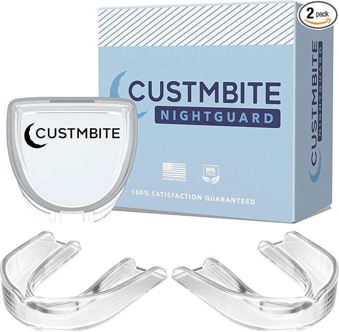 CustMbite Nightguard for Teeth Grinding, Clear (2 Pack) Made in USA