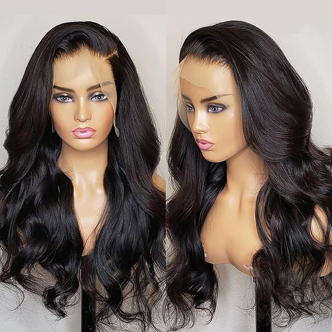 Aicrelery 13x6 HD Lace Front Wigs Human Hair Pre plucked Body Wave Frontal Wigs Human Hair Pre Plucked Bleached Knots With Baby Hair 180 Density Brazilian Hair Wigs for Women (20 Inch, Natural Color)
