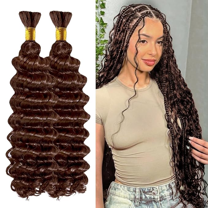 26 Inch Human Braiding Hair 100g Deep Wave Bulk Human Hair for Braiding Brazilian Virgin Human Hair Bundles Wet and Wavy Bundles No Weft Curly Human Hair Extensions for Boho Braids #4