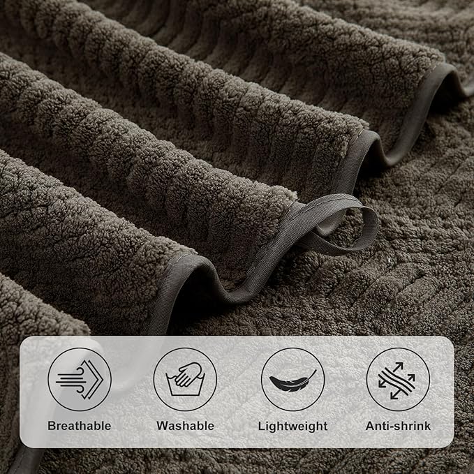 Ycosy 4 Pack Extra Large Microfiber Bath Towels Set,35x70 inches,600GSM,Less Lint Highly Absorbent Super Soft & Quick Dry,Oversized Bath Towels,Perfect for Bathroom Gym Pool,Brown