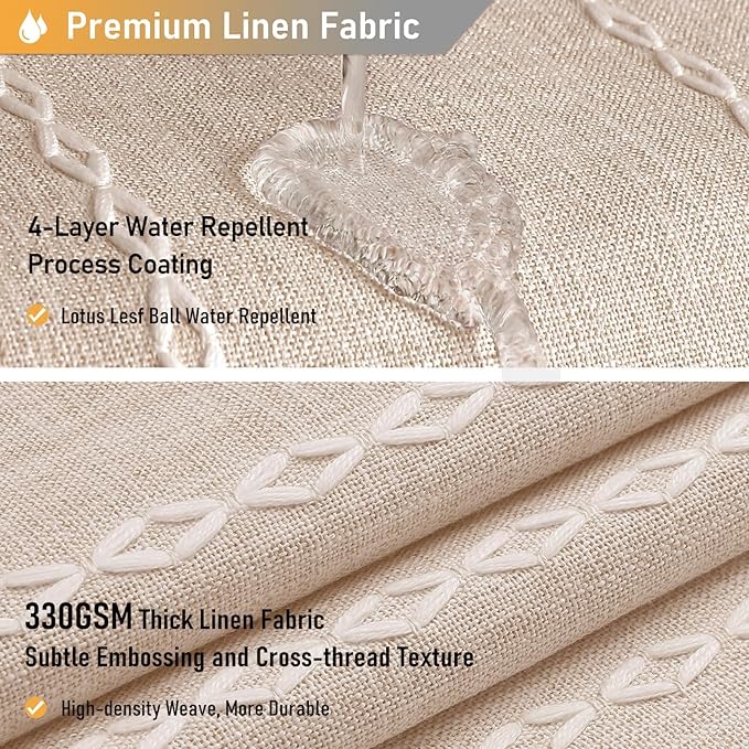 BTTN Boho Shower Stall Curtain - 48x72 Narrow Farmhouse Linen Ultra Thick Tassel Fabric Shower Curtain Set with 8 Hooks, Half Striped Camper RV Modern Country Shower Curtains for Bathroom, Taupe/Tan