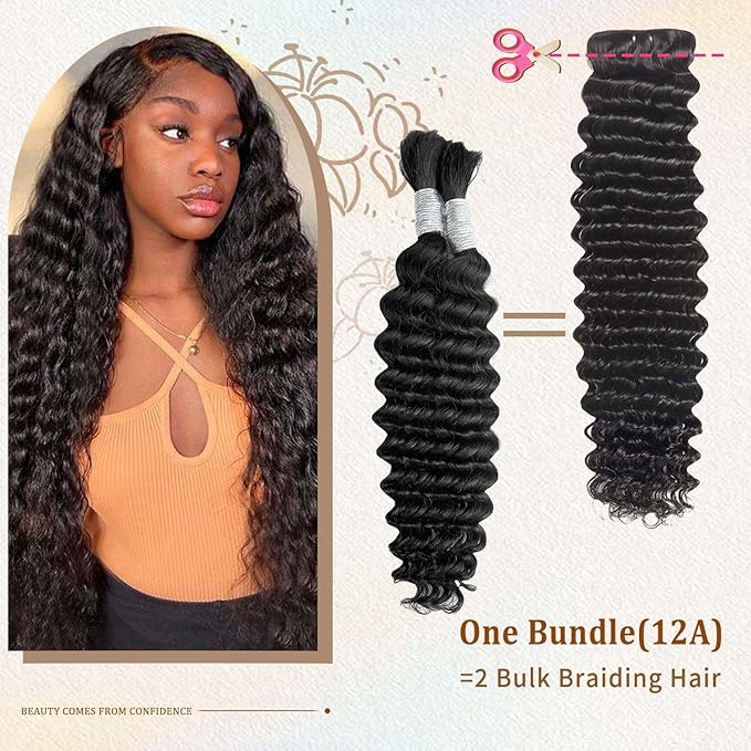 Deep Wave 4 Pcs Human Hair 100% Unprocessed Brazilian Virgin Remy Hair Bundles 12A Deep Curly Weave Human Hair Bundles Double weft Deep Wave Natural Black Color 24 26 28 30 lnch