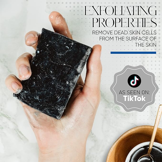 T.Taio Esponjabon Charcoal Soap Sponge - Cleansing Shower Scrubber - Cleaning Bath Wash Scrub - Oil Removal - Massage & Lather Foot, Elbow, & Face - Bathroom Accessories - Charcoal - 2 Pack