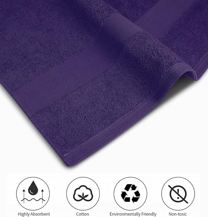 Softolle Luxury Bath Towels Set of 4 (27” x 54”) | Towels for Bathroom | Super Soft | Highly Absorbent Towels for Home, Spa, Gym (Purple)