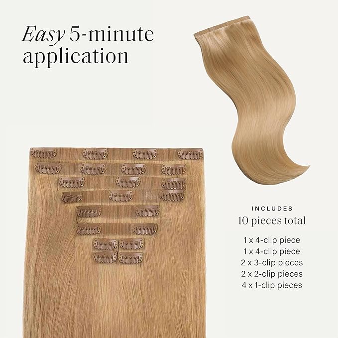 Luxy 100% Remy Human Hair - Seamless Clip-In Hair Extensions - Multi-Dimensional Color for Natural Blending, Adds Volume & Length 180 grams 20" Dirty Blonde Seamless