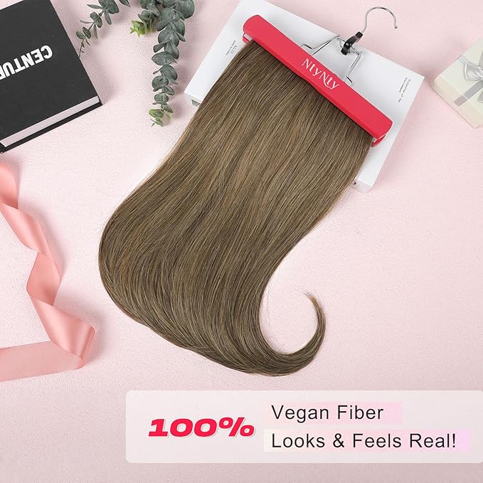 Hair Extensions, 4PCS 18" Clip in Hair Extensions Layered Cut Natural Lightweight Hairpieces with Thinner Softer Invisible Weft for Women - Ash Brown