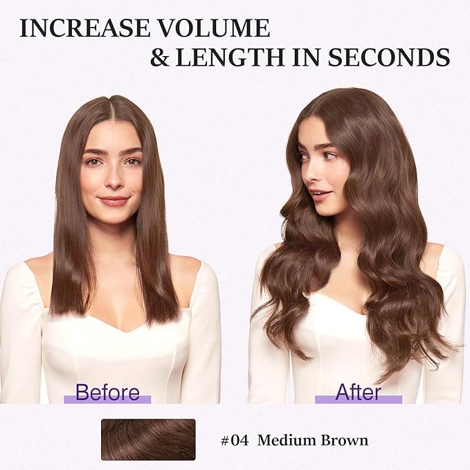 Halo Hair Extensions Real Human Hair,Halo Hair Extension 100% Human Hair,Wire Hair Extensions,Wavy 04 Medium Brown 18 Inch/65g
