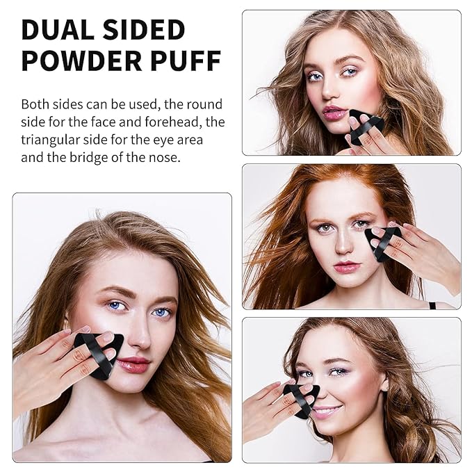2-Pack Triangle Makeup Puffs, Ultra-Soft & Reusable Face Powder Applicators for Liquid, Cream & Powder Makeup, Washable & Skin-Friendly 1426