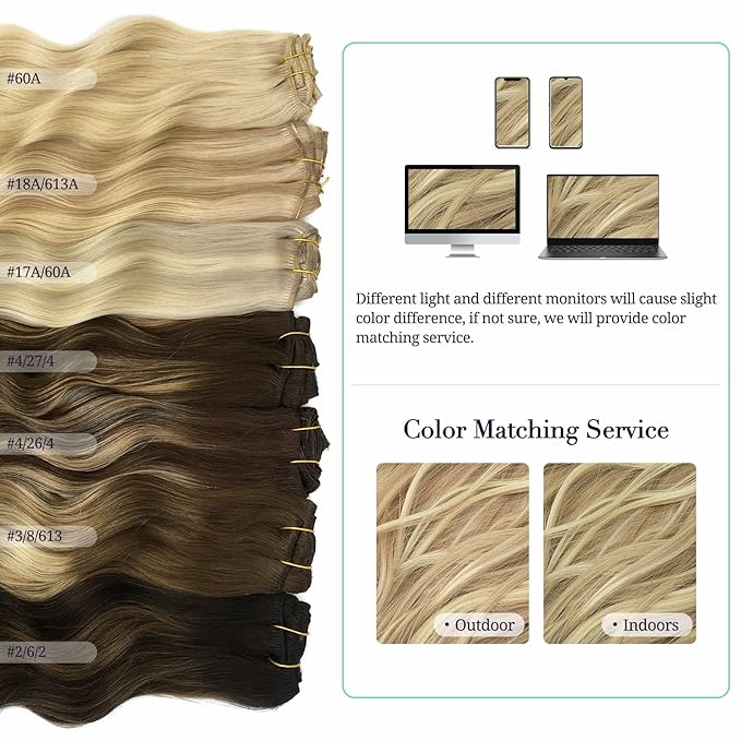 DOORES Clip in Hair Extensions Human Hair, Ash Brown to Platinum Blonde 150g 9pcs 20 Inch, Remy Hair Extensions Natural Extensions For Women Straight