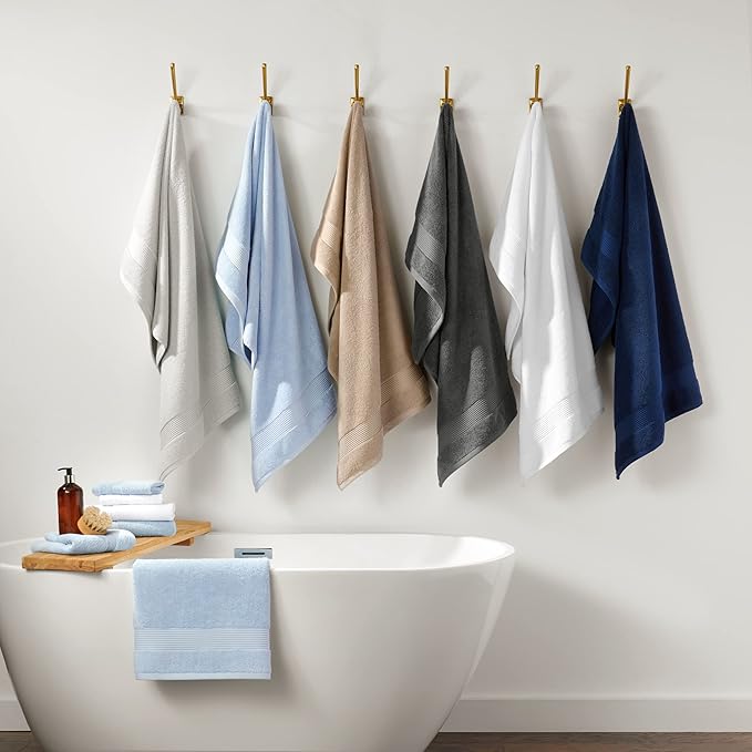 Arkwright Bath Towels Set of 6 - Super Soft 100% Cotton, 600 GSM Quick Dry & Absorbent, Luxury Bathroom Essentials with 2 Shower Towels, 2 Hand Towels and 2 Washcloths, Lapis Navy