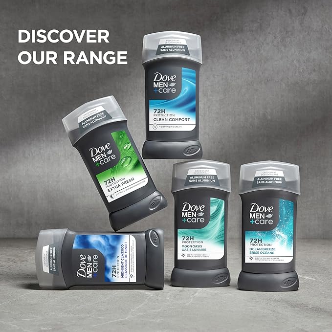 Dove Men+Care Aluminum-Free Deodorant Moon Oasis 4 Count for a Long-Lasting Scent, with 72H Odor Protection, 3.0 oz