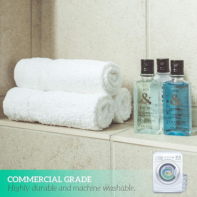 GREEN LIFESTYLE Bulk Washcloths 12x12 40 Pack - Face Towel, Wash Clothes for Body and Face - 100% Pure Cotton Wash Cloths for Your Body (White)