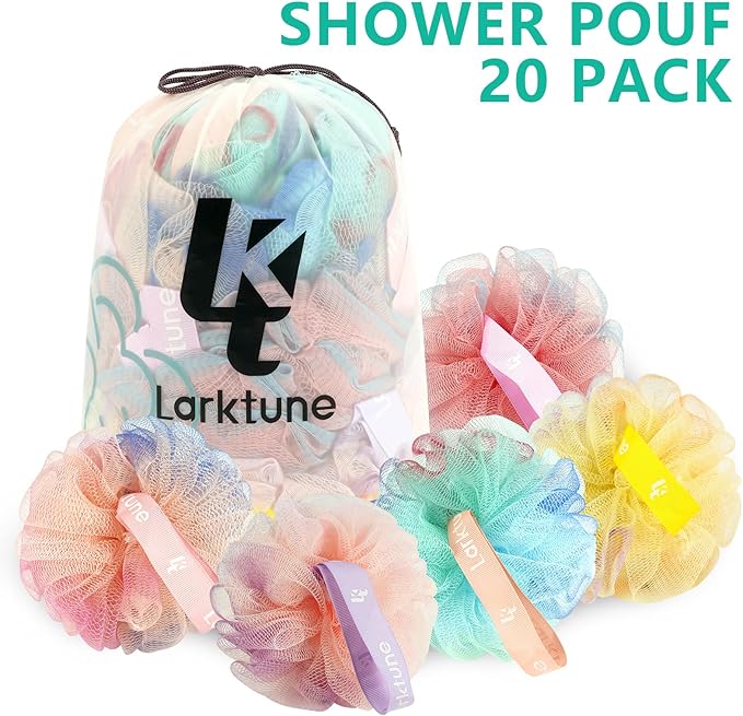 20 Pack Mini Shower Loofah Bath Sponge 20G, Soft Travel Size Nylon Mesh Puff for Body Wash, Loofah Shower Exfoliating Scrubber Pouf for Women and Men, Full Cleanse, Beauty Bathing Accessories