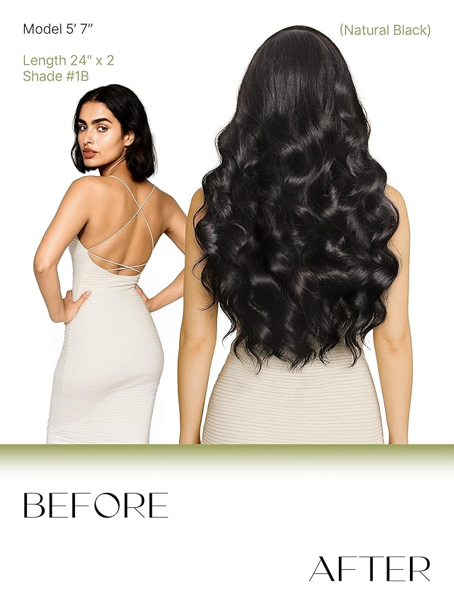 Frodio Clip Ins Hair Extensions Black: 2 Pack 200g Remy Real Human Hair Pu Seamless Silk Long Straight Invisible Full Thick Brazilian Jet Black Natural Color Beauty For Women Can Be Body Wave 14 Piece