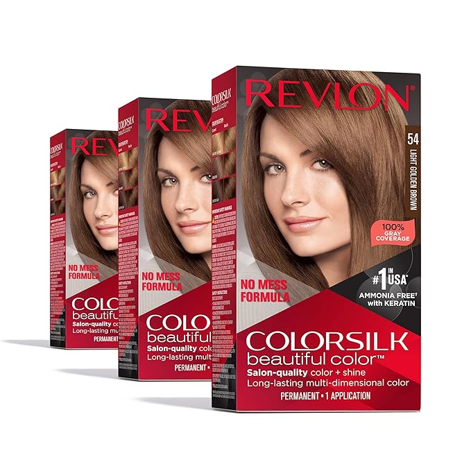 Revlon Colorsilk Beautiful Color Permanent Hair Color, (OLD VERSION) 57 Lightest Golden Brown (Pack of 3)