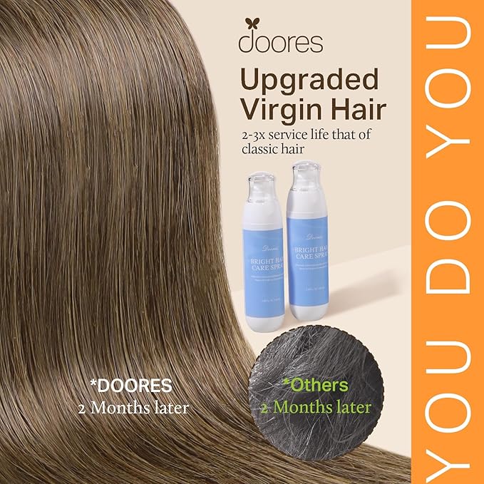 DOORES Clip in Human Hair Extensions, Dirty Light Ash Brown 120g 7pcs 16 Inch, Remy Hair Extensions Clip in Straight Natural Remy Weft for Women