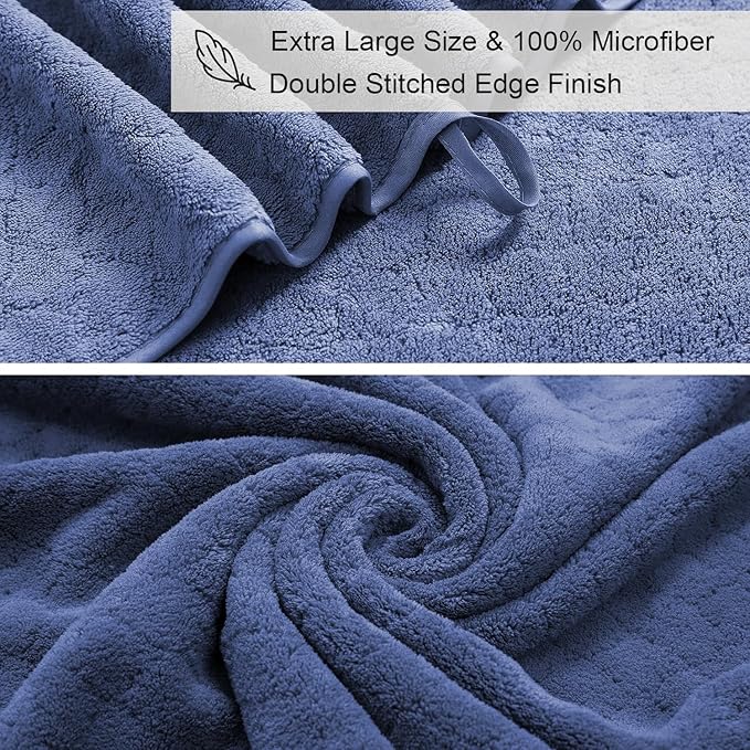 Extra Large Bath Towels Set 35x70 Inches - Luxury 600 GSM Oversized Bath Sheet,Ultra Soft Microfiber - Quick Dry,Highly Absorbent Shower Towels Spa Hotel Bathroom Towel Set (4-Pack,Air Force Blue)
