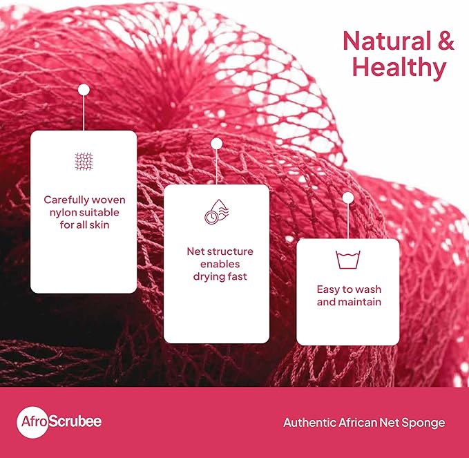 Authentic African Net Sponge Exfoliating Bath Sponge (Pink)