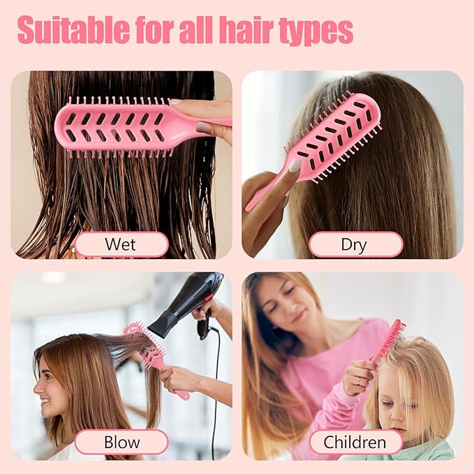 KUWA Detangling Brush for Curly, Thick & Straight Hair - Paddle Brush for Wet & Dry Hair - Pain-Free Detangling
