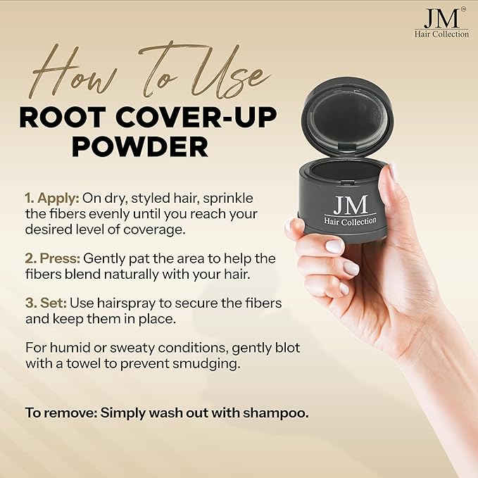 Root Cover Up – Black Temporary Hair Color Powder for Gray Root Concealing & Touch-Up – Water-Resistant, Easy-Blend Compact for All Hair Types