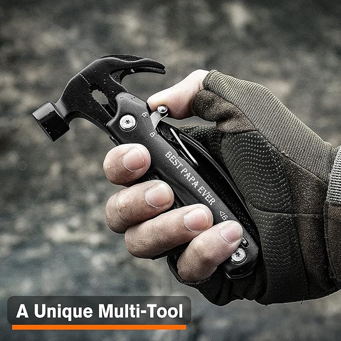 VEITORLD Papa Gifts for Christmas, All in One Tools Hammer Multitool, Gifts for Papa from Grandkids Grandchildren, Best Papa Ever Gifts, Stocking Stuffers for Men, Cool Gadgets Camping Accessories