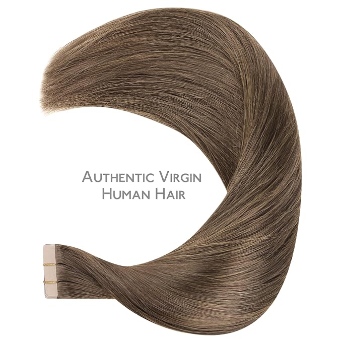 WENNALIFE Tape in Hair Extensions Human Hair Light Ash Brown 10pcs 30g 26 inch Remy Invisible Tape Ins Straight Colored Soft Real Human Hair Tape in Extensions Refill Set